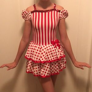 Cute, polka dot + striped dance/Halloween costume